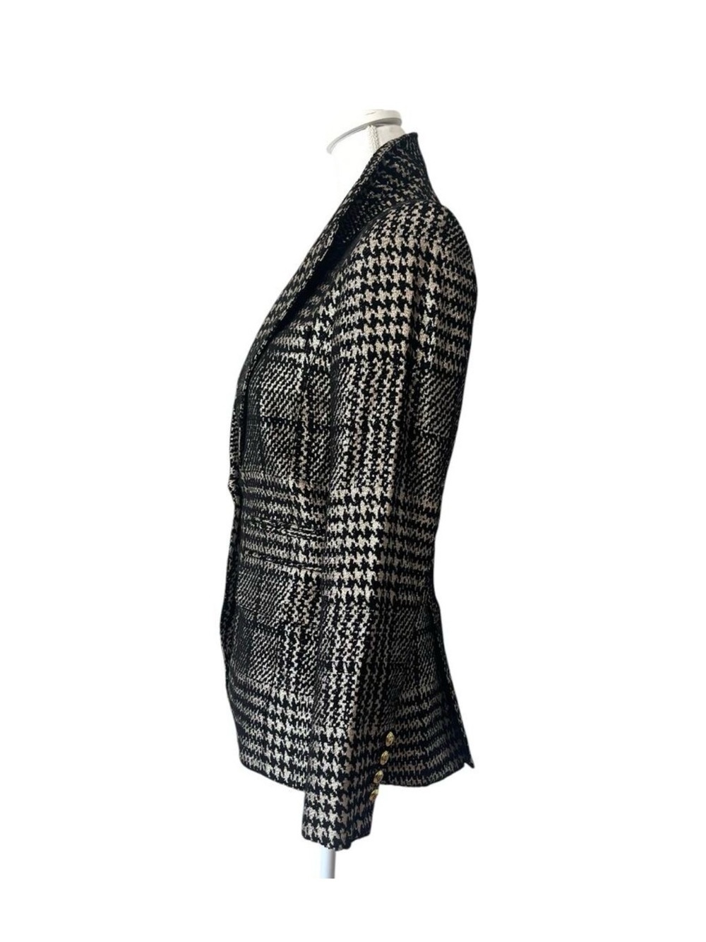 Smythe Hutton Tailored Plaid Houndstooth Blazer Single Button Black Size 4 - Picture 6 of 9